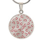 Graphic Circle Pendant + Necklace - Red Hearts