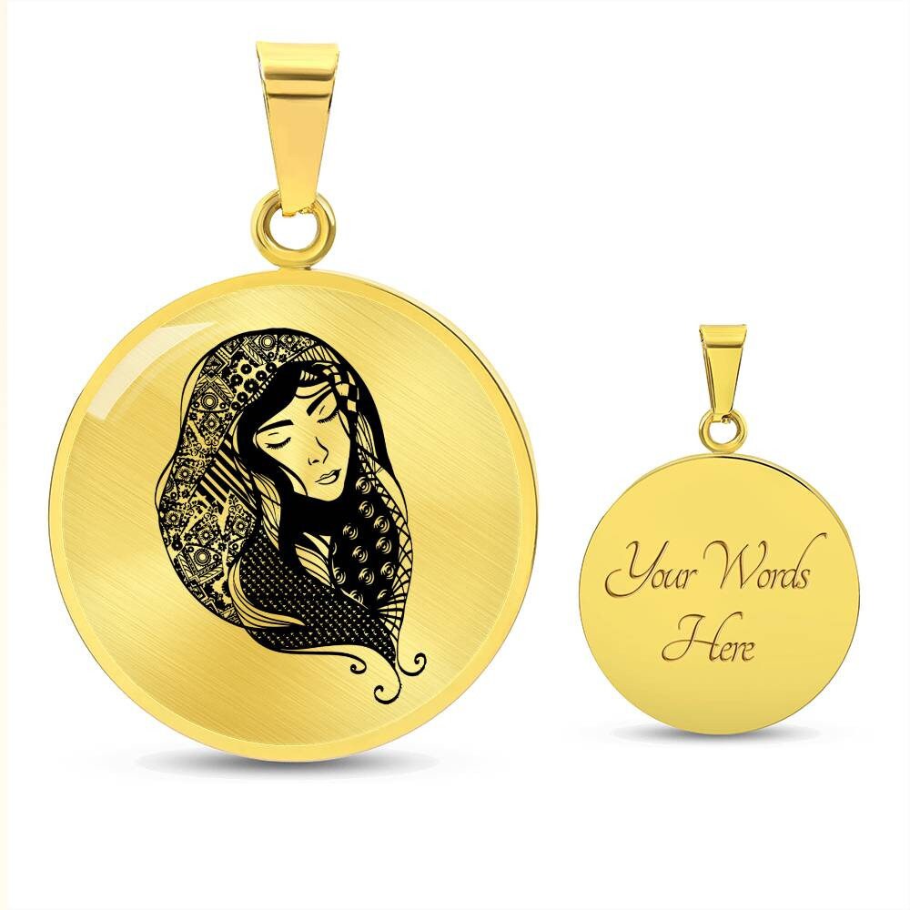Graphic Circle Pendant + Necklace - Woman In Turban