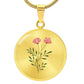 Graphic Circle Pendant + Necklace - Watercolor Flower