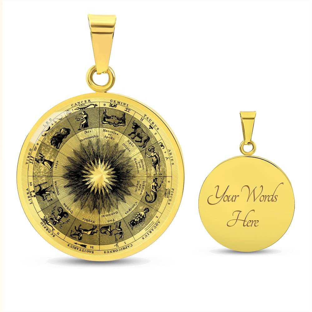 Graphic Circle Pendant + Necklace - Zodiac