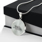 Graphic Circle Pendant + Necklace - Line Art Flower