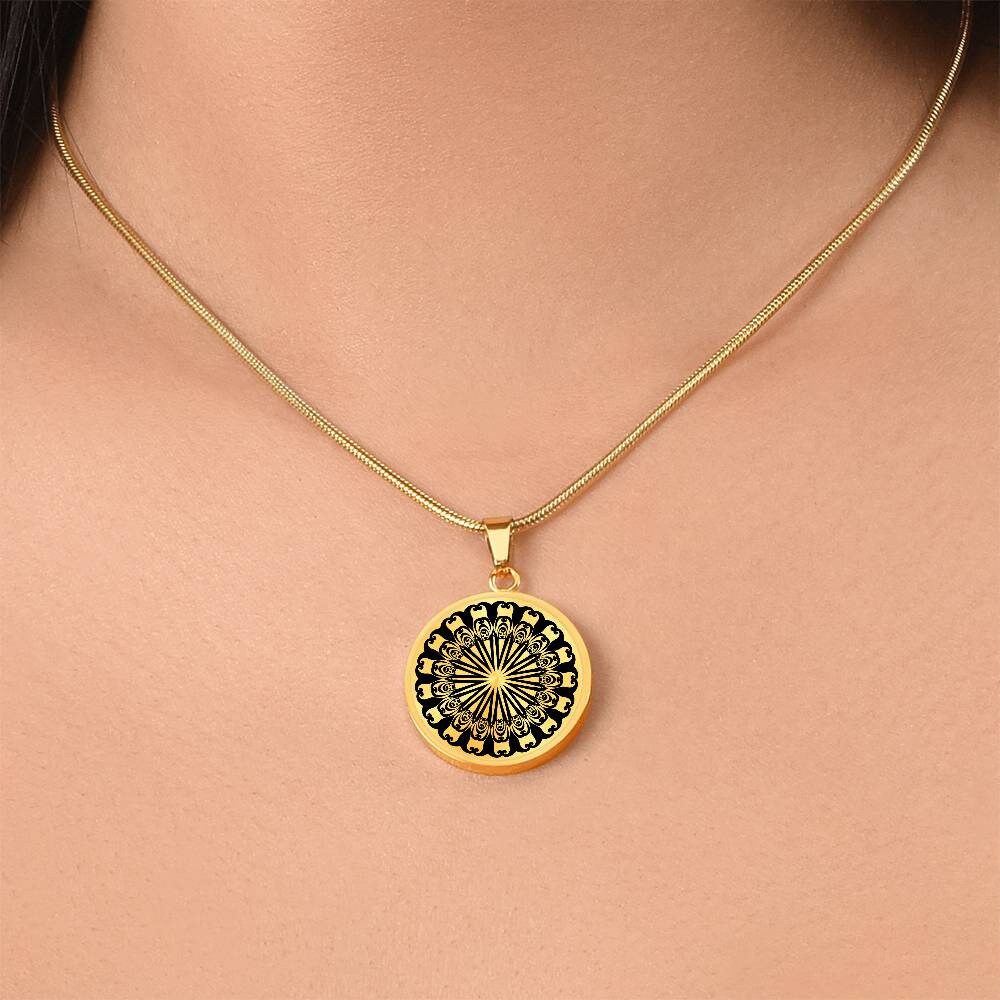 Graphic Circle Pendant + Necklace - Abstract Mandala 9