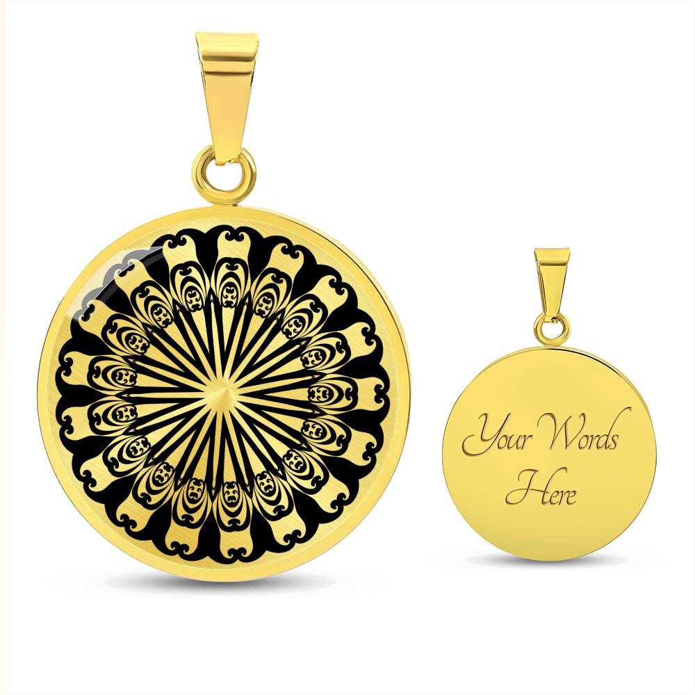 Graphic Circle Pendant + Necklace - Abstract Mandala 9