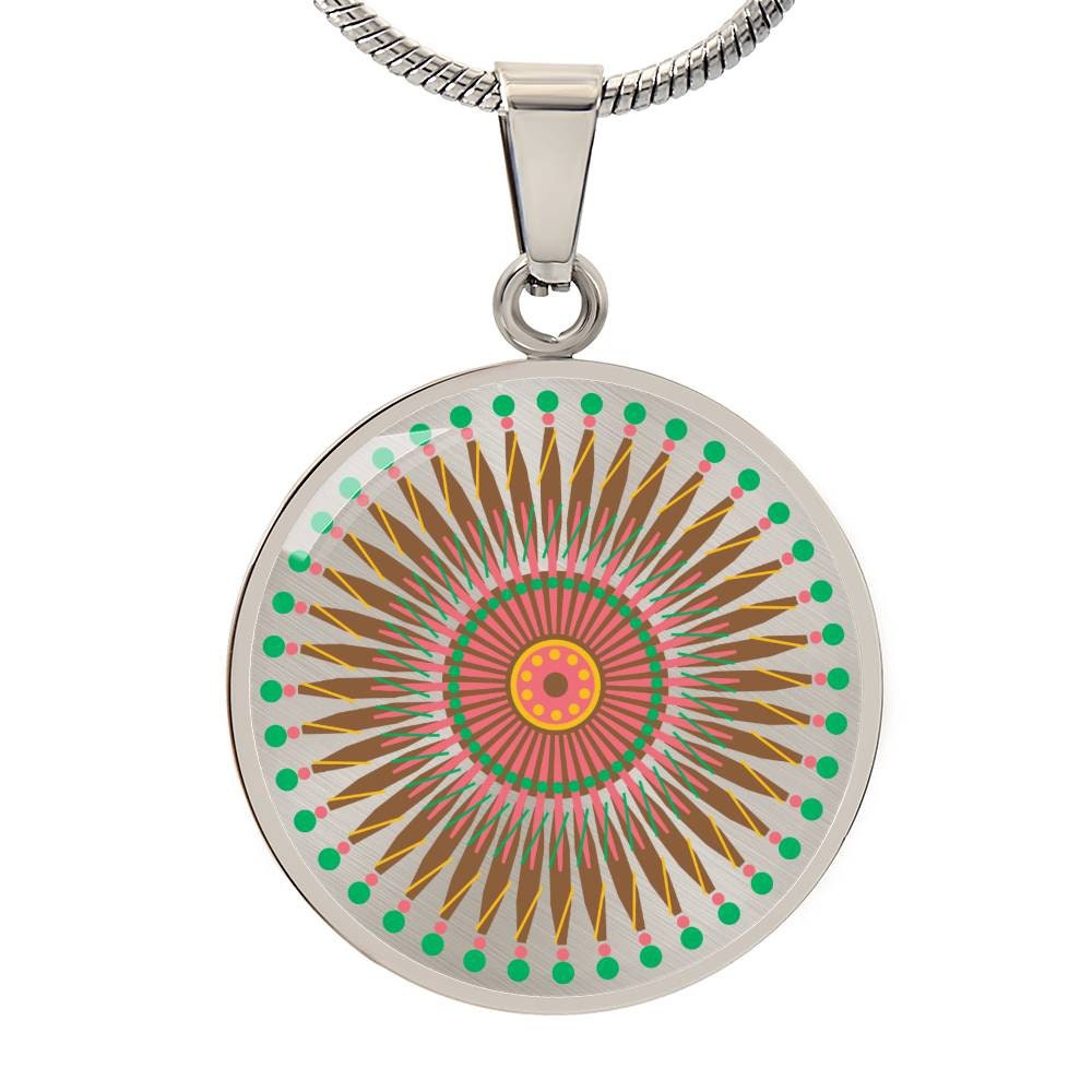 Graphic Circle Pendant + Necklace - Abstract Mandala 29