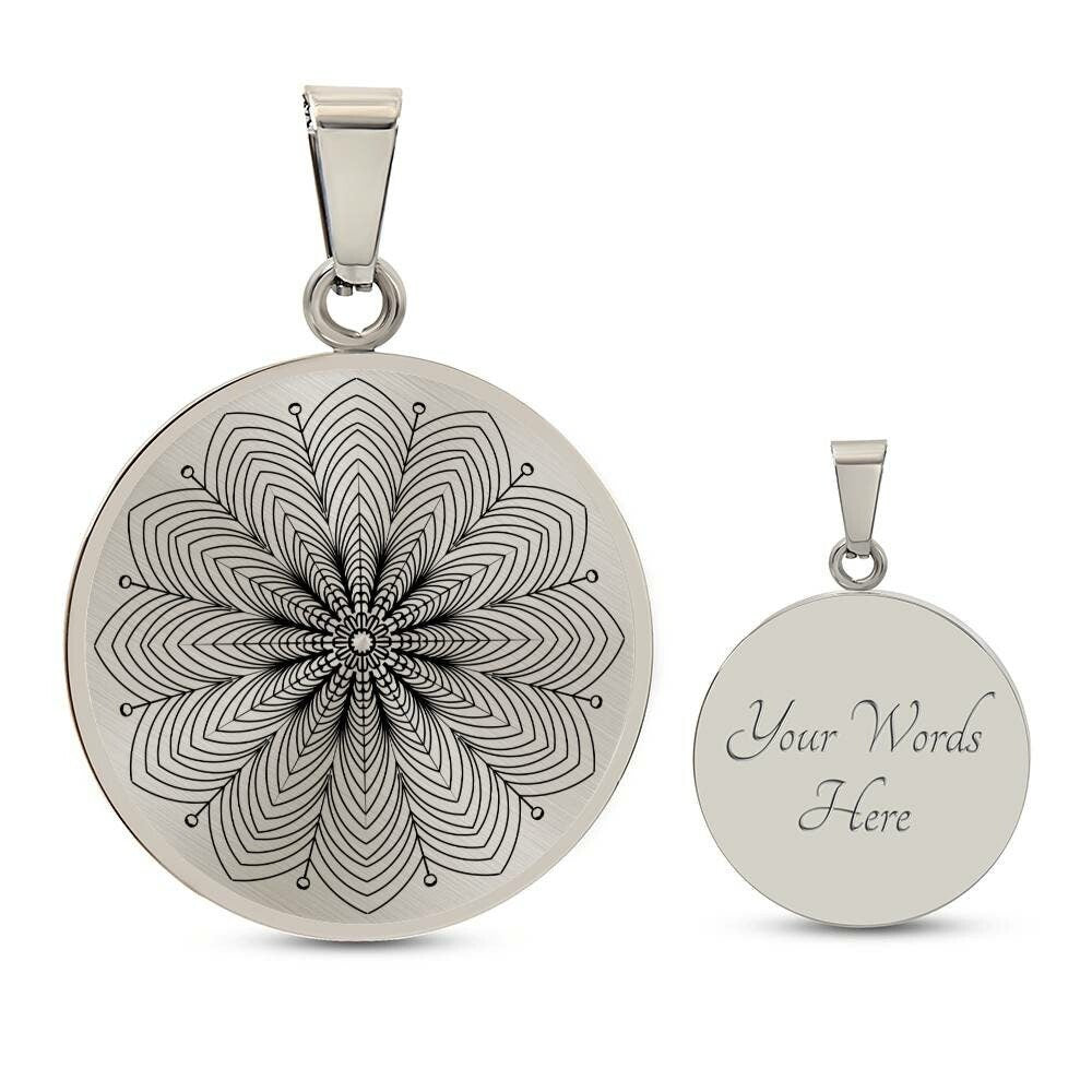 Graphic Circle Pendant + Necklace - Abstract Mandala 12