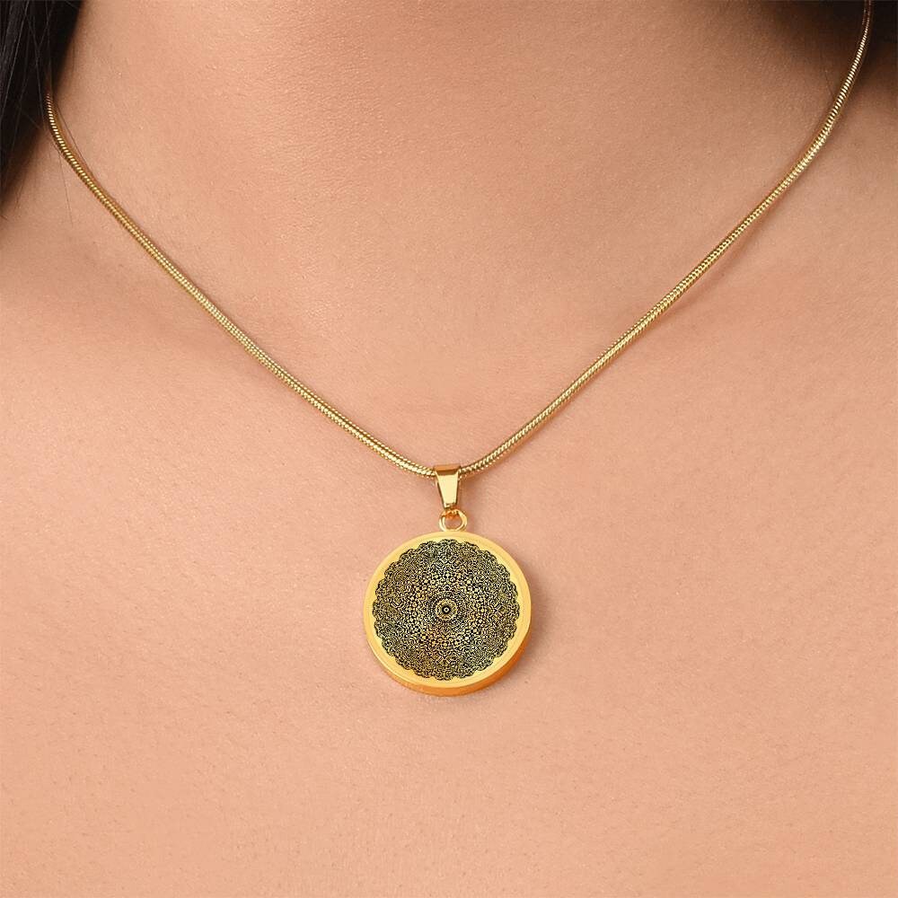 Graphic Circle Pendant + Necklace - Abstract Mandala 7