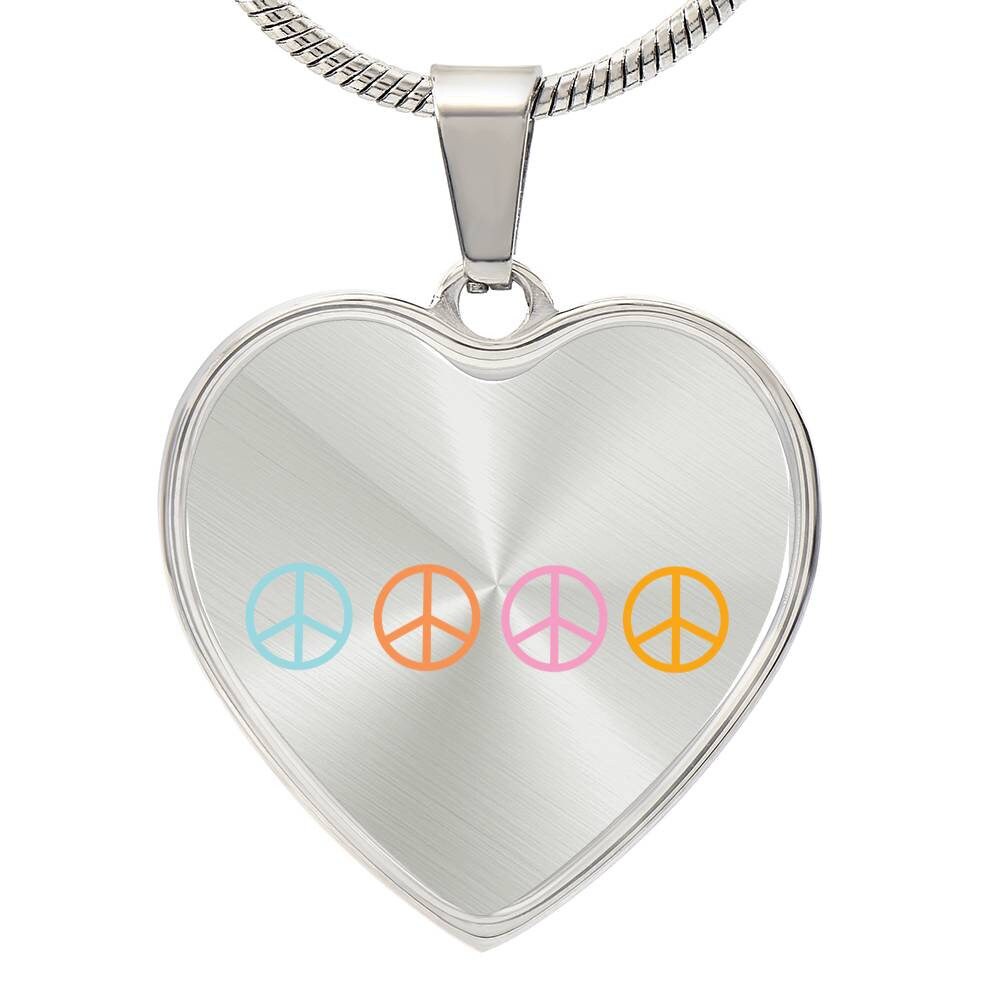 Graphic Heart Pendant + Necklace - Peace Sign