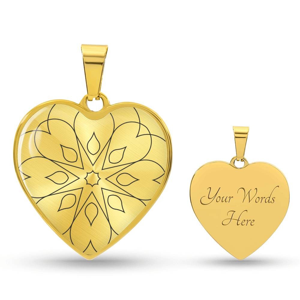 Graphic Heart Pendant + Necklace - Abstract Mandala