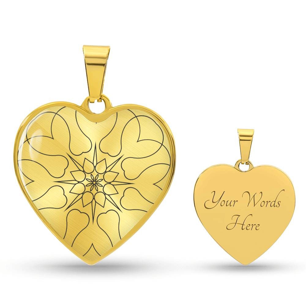 Graphic Heart Pendant + Necklace - Abstract Mandala