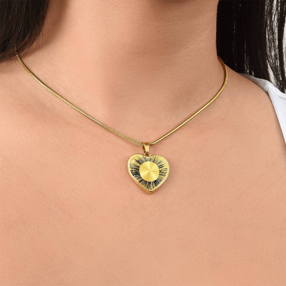 Graphic Heart Pendant + Necklace - Ornamental Flower