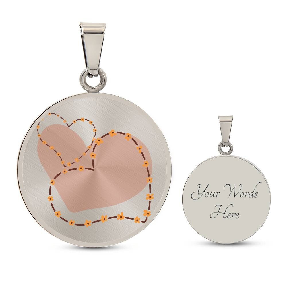 Graphic Circle Pendant + Necklace - 3 Hearts