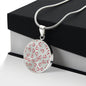 Graphic Circle Pendant + Necklace - Red Hearts