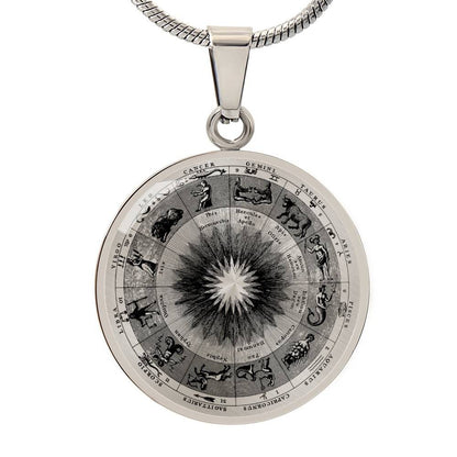 Graphic Circle Pendant + Necklace - Zodiac