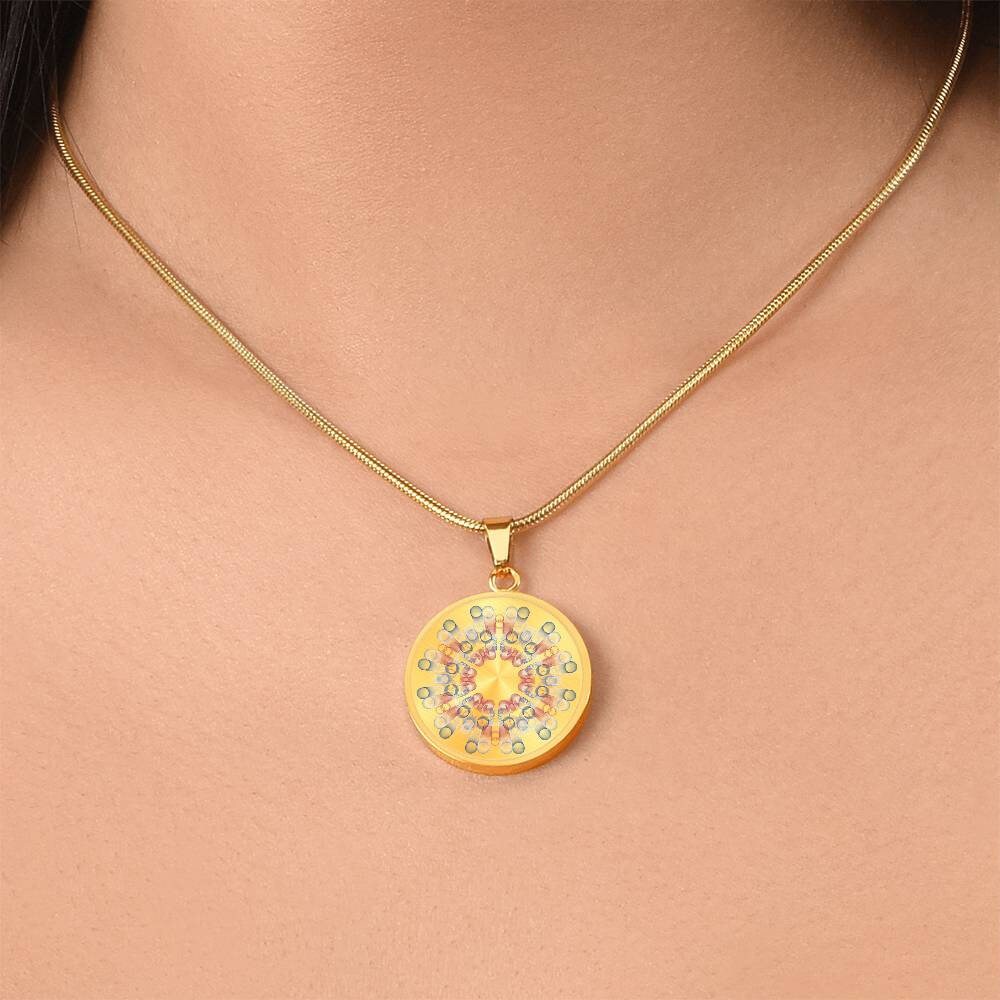 Graphic Circle Pendant + Necklace - Molecular Abstract Art