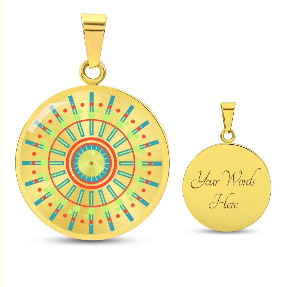 Graphic Circle Pendant + Necklace - Abstract Mandala 43