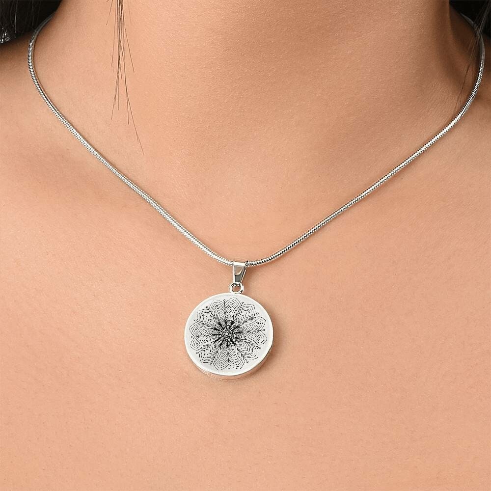 Graphic Circle Pendant + Necklace - Abstract Mandala 12