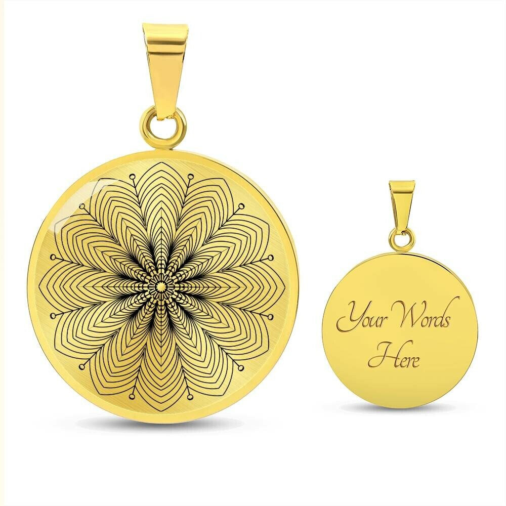 Graphic Circle Pendant + Necklace - Abstract Mandala 12