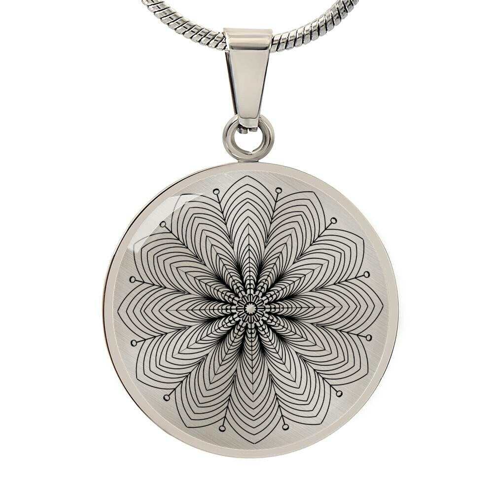 Graphic Circle Pendant + Necklace - Abstract Mandala 12