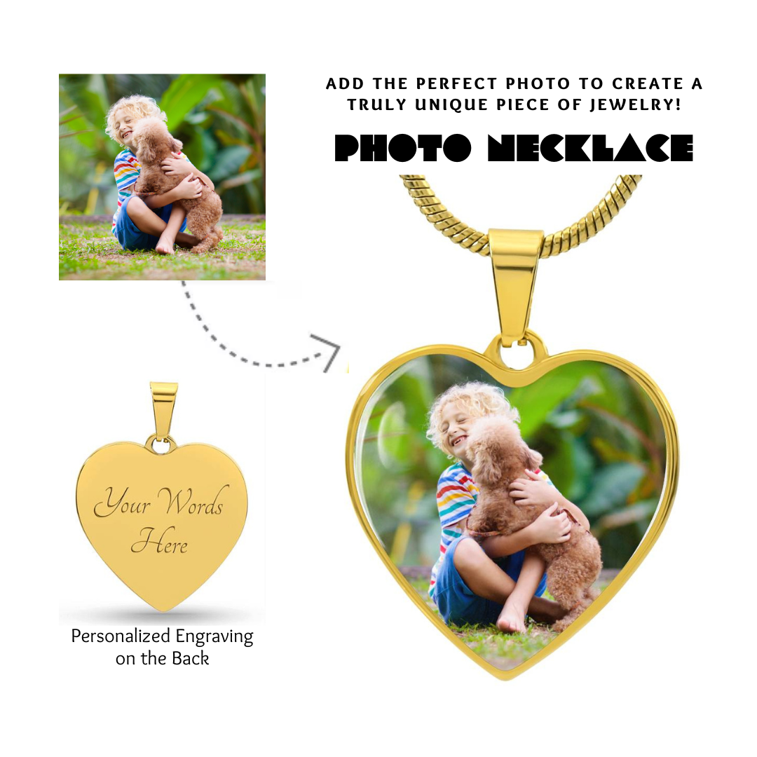 Photo Heart Necklace, Custom Picture Heart Necklace, Photo Pendant, Women Engraved Necklace, Custom Heart Pendant, Personalized gift for her, Keepsake Necklace Jewelry