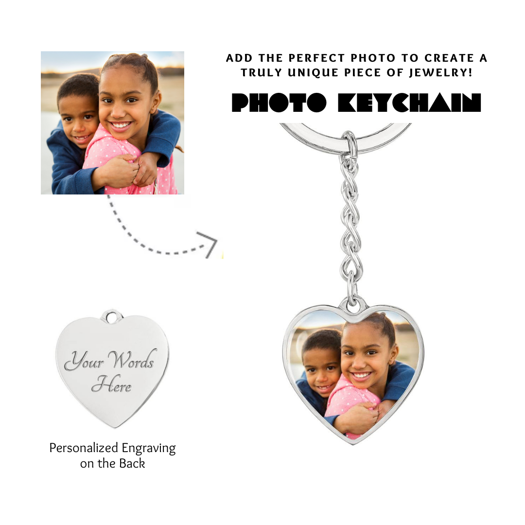 Photo Heart Keychain, Custom Photo Heart Keychain, Personalized Picture Heart Keychain, Engraved Photo Heart Pendant, Custom Gift for Her, Valentine Gift