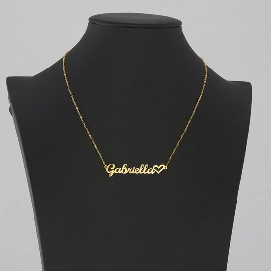 Name Necklace With Heart, Personalized Name Pendant, Love Name Necklace, Custom Name Jewelry, Mothers Day Gift, Valentine Gift for Her