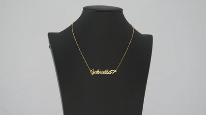 Name Necklace With Heart, Personalized Name Pendant, Love Name Necklace, Custom Name Jewelry, Mothers Day Gift, Valentine Gift for Her