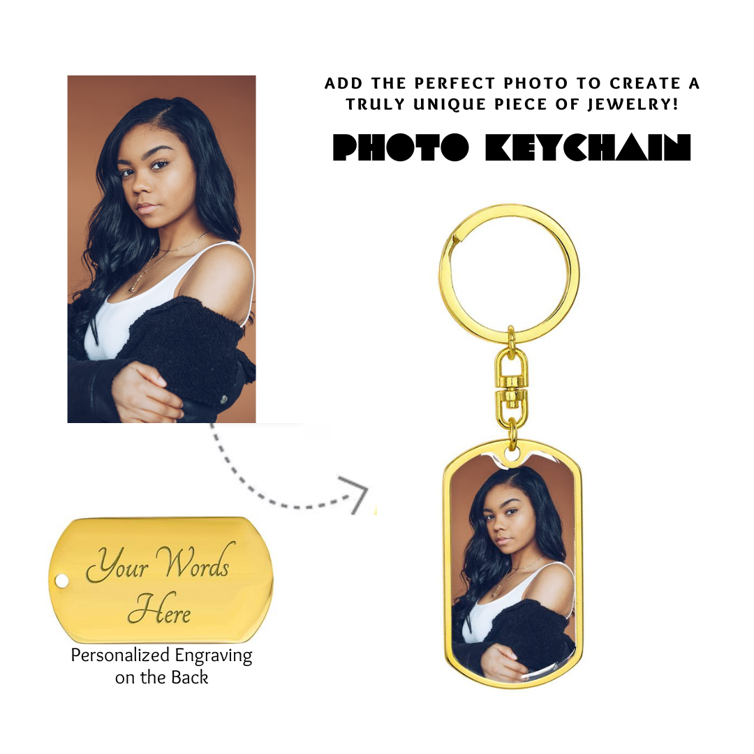 Photo Dog Tag Swivel Keychain, Custom Picture Dog Tag Keychain, Personalized Keychain for him, Engraved Keychain, Military Dog-tag Keychain