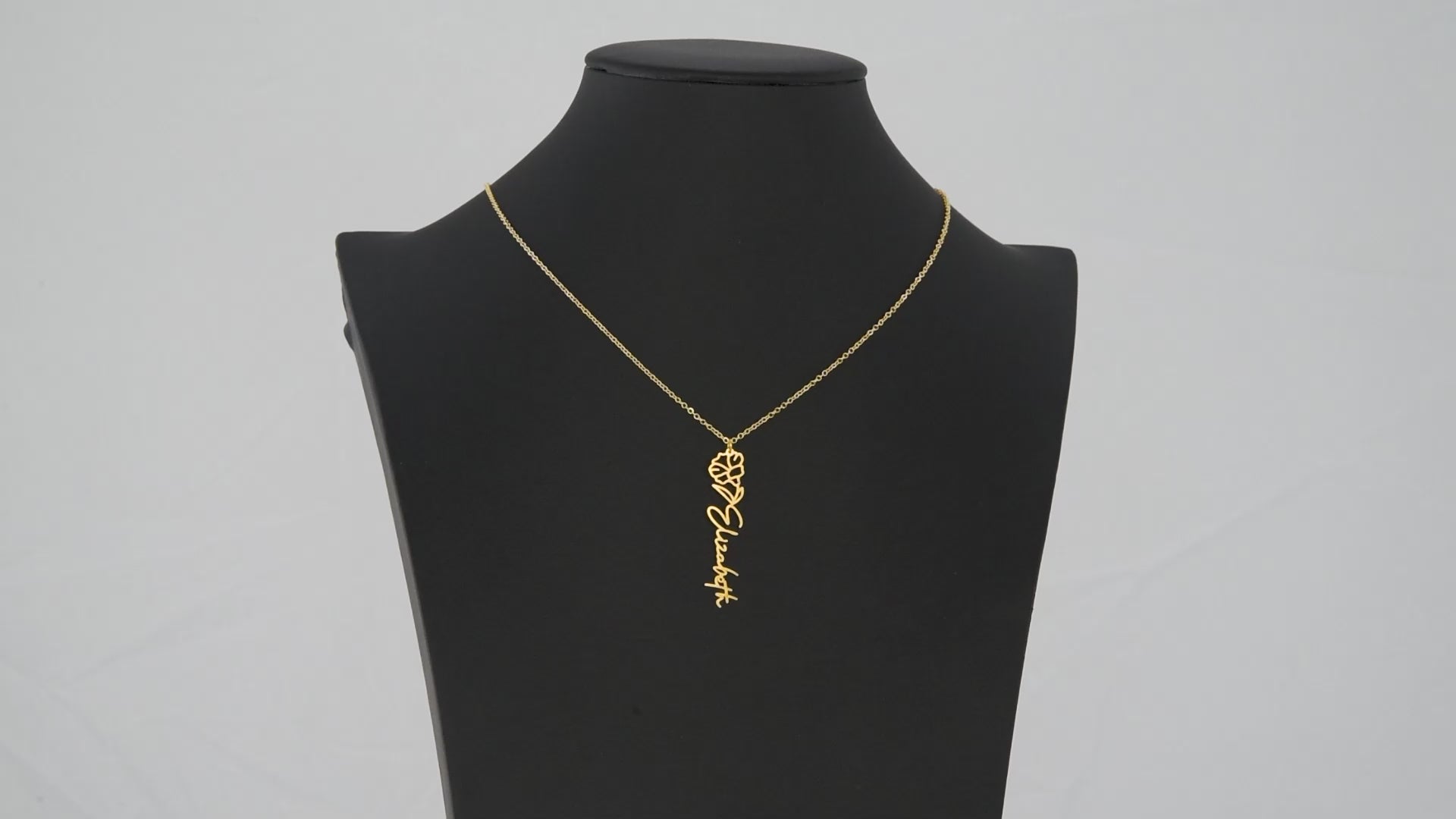 Name Necklace With Flower, Personalized Birth Flower Name Pendant, Custom Floral Name Jewelry, Mothers Day Gift, Valentine Gift for Her